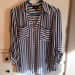 3/4 length button up shirt